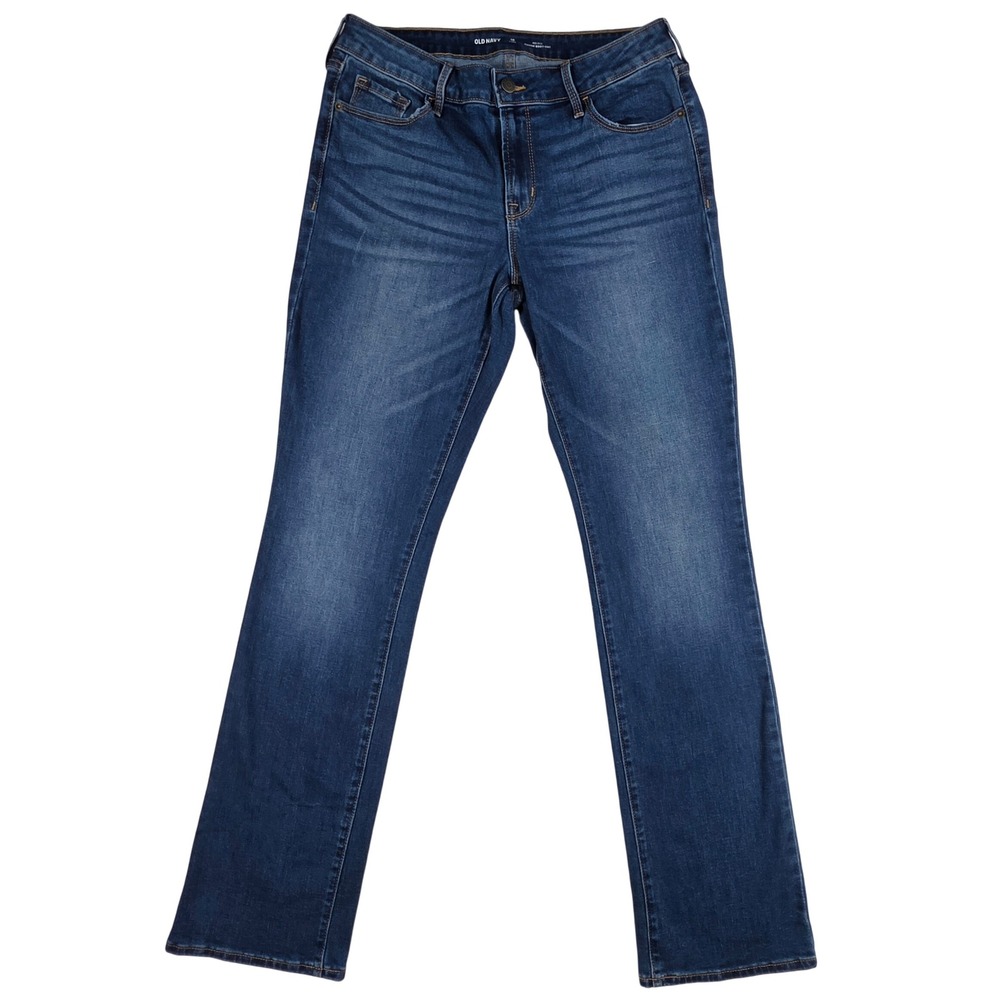 Old Navy Kicker Boot-Cut Jeans Womens 10‎ Long Dark Wash Mid-Rise Stretch Denim
